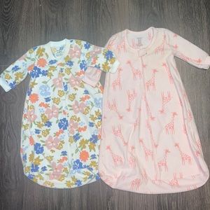 Baby girl fleece sleep sacks set of 2 0/3 &3/6 month